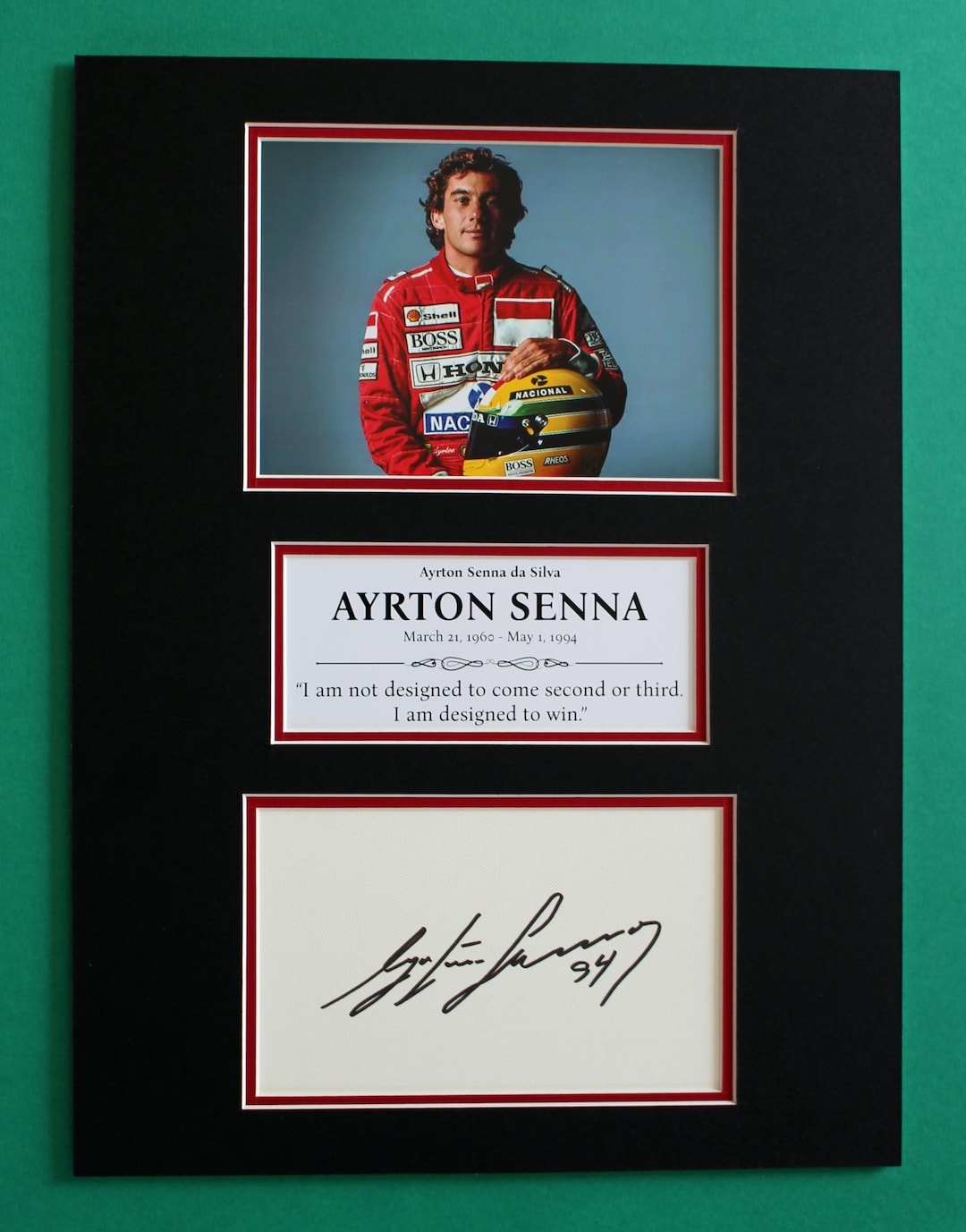 Ayrton Senna AUTOGRAPH DISPLAY Unique Artwork Magic F1 Best Driver