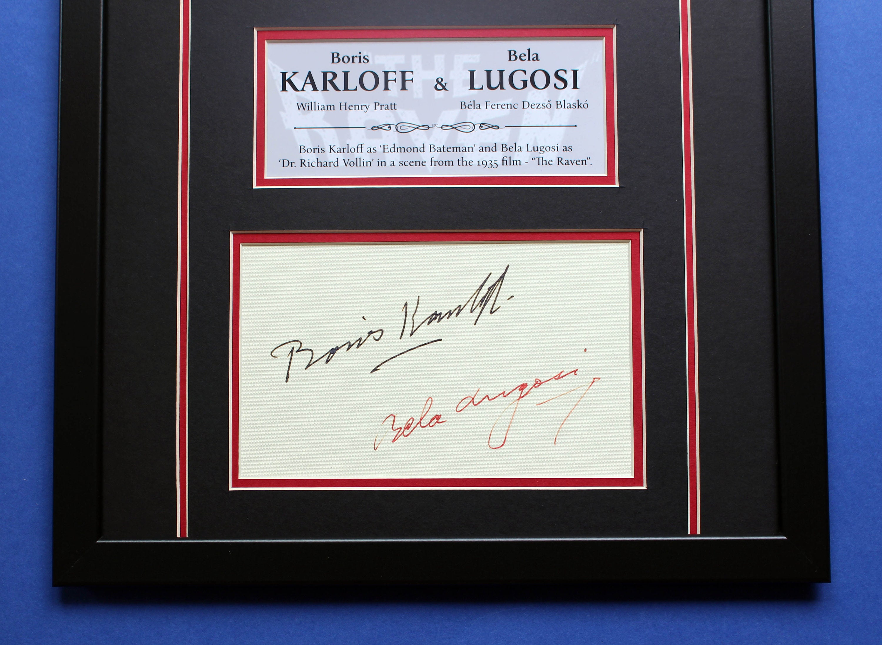 Bela Lugosi & Boris Karloff AUTOGRAPHS DISPLAY CASE Unique Artwork