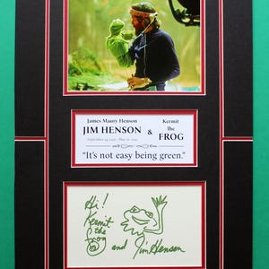 Jim HENSON & KERMIT the Frog AUTOGRAMME 30 x 40 cm Doppelmatte künstlerische Fotoanzeige Die Muppets