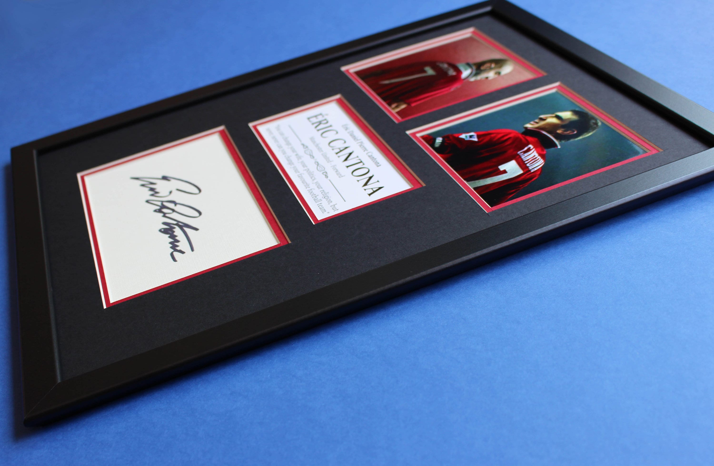 Eric Cantona AUTOGRAPH DISPLAY CASE Unique Artwork Manutd King