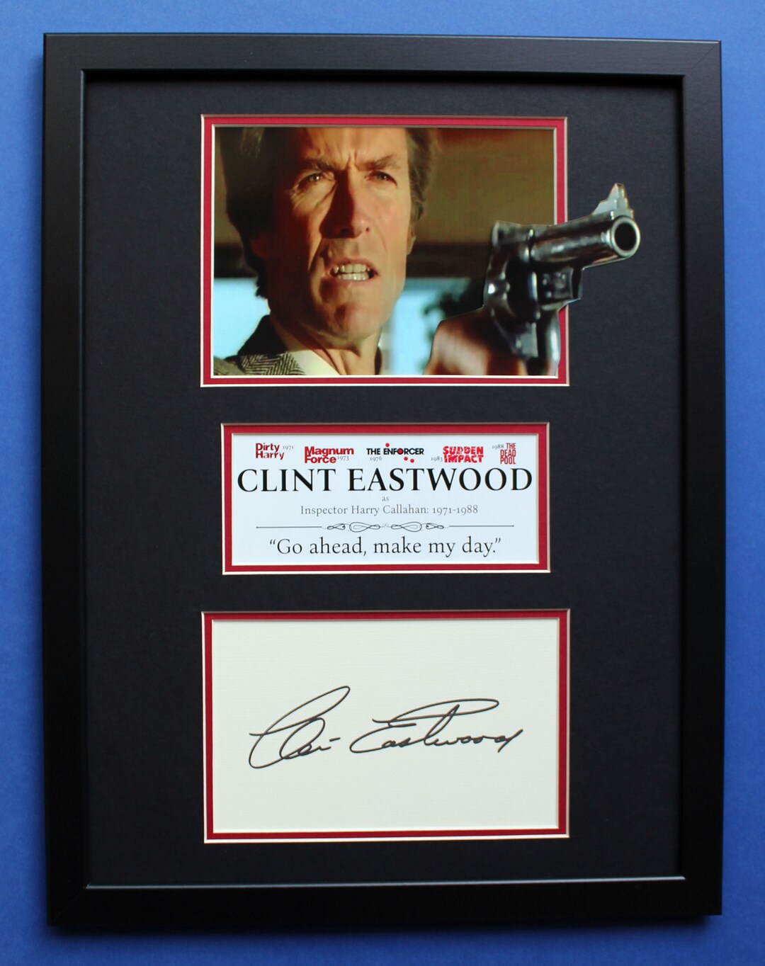 Clint Eastwood AUTOGRAPH DISPLAY CASE Unique Artwork Dirty Harry
