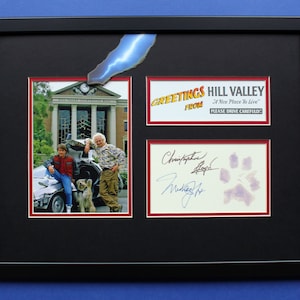 Michael J. FOX & Christopher LLOYD AUTOGRAMM Zurück in die Zukunft gerahmtes künstlerisches Doppelpassepartout Hill Valley