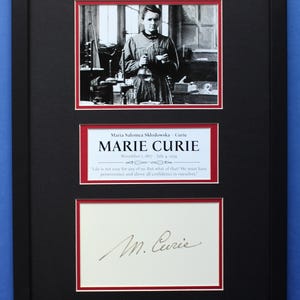 MARIE CURIE AUTOGRAPH 30x40 cm double mat framed artistic photo display Double Nobel Prizes 1903 & 1911