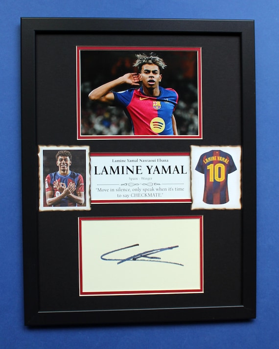 Lamine Yamal AUTOGRAPH DISPLAY CASE Unique Artwork Youngster Lamine Yamal AUTOGRAPH DISPLAY CASE Unique Artwork Youngster