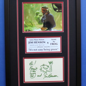 Jim HENSON & KERMIT the Frog AUTOGRAPHS  framed artistic display  the Muppets