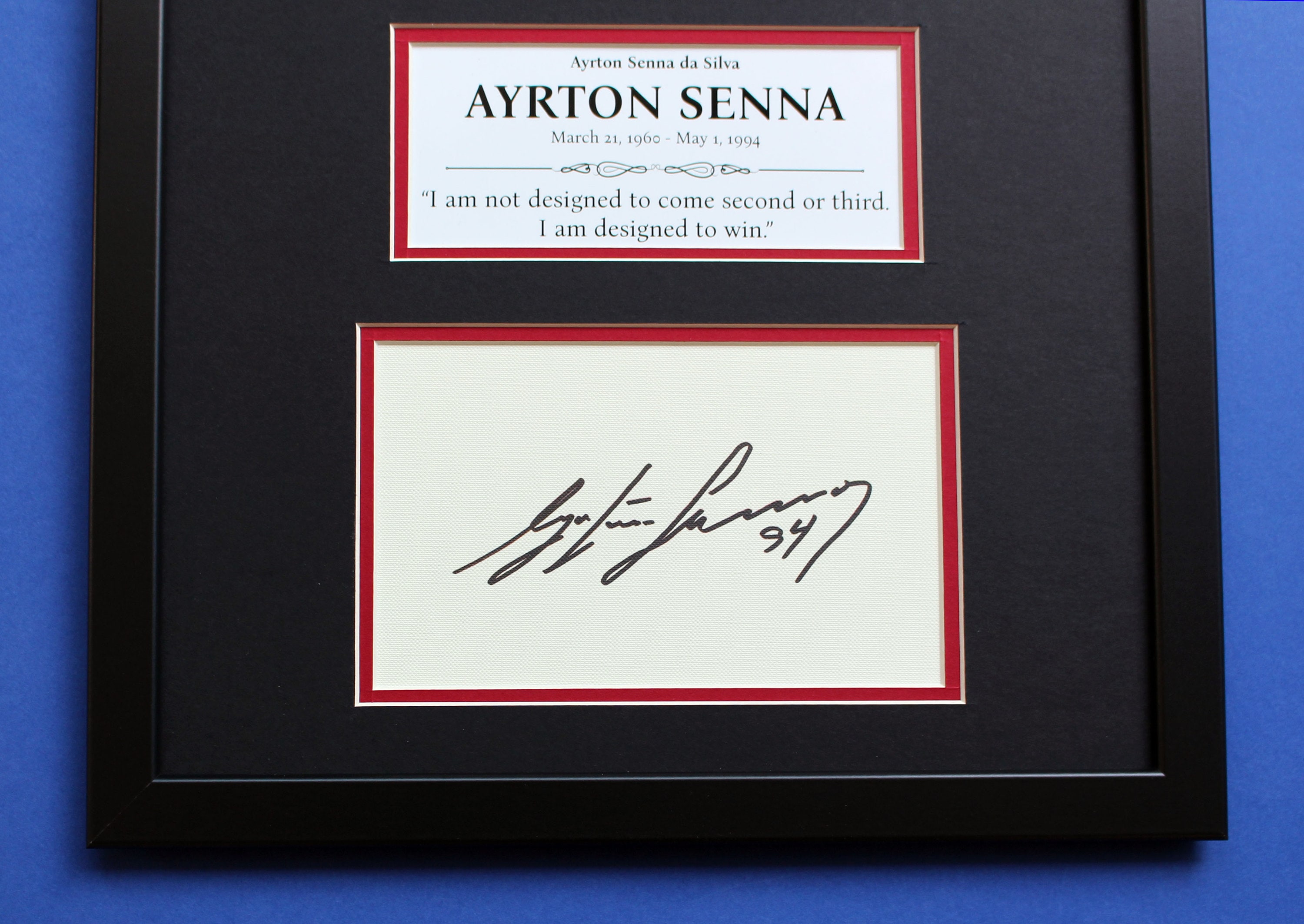 Ayrton Senna AUTOGRAPH DISPLAY CASE Unique Artwork Magic F1 Best