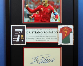 CRISTIANO RONALDO AUTOGRAPH framed artistic display Football Game Changer