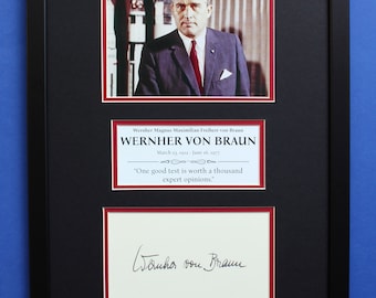 WERNHER von BRAUN AUTOGRAPH exposición artística enmarcada Padre de la ciencia espacial