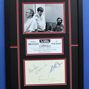 The GODFATHER Francis F. COPPOLA Al Pacino Marlon Brando AUTOGRAPHS limited edition 30x40 cm double mat framed artwork display Corleone Team