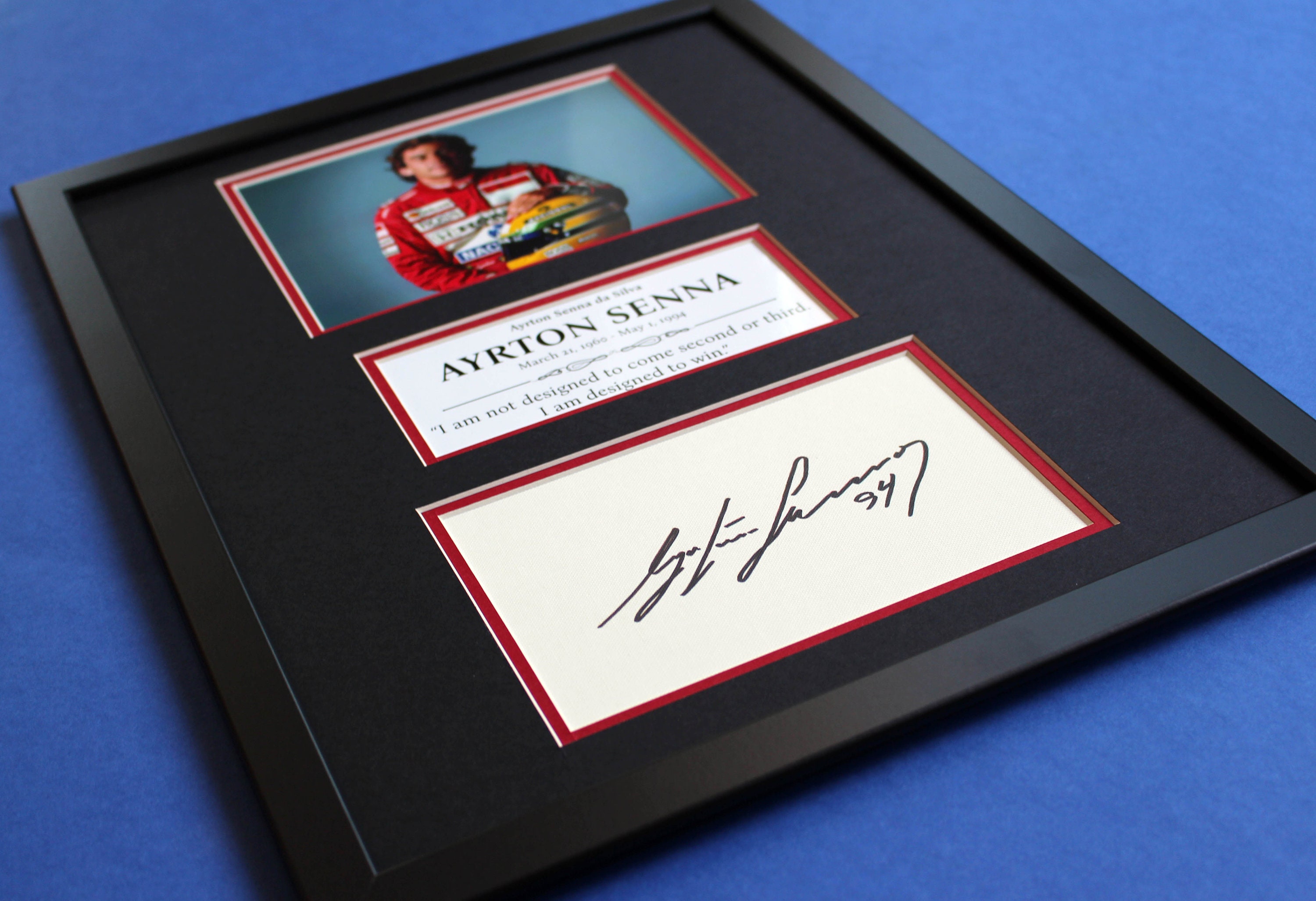 Ayrton Senna AUTOGRAPH DISPLAY CASE Unique Artwork Magic F1 Best