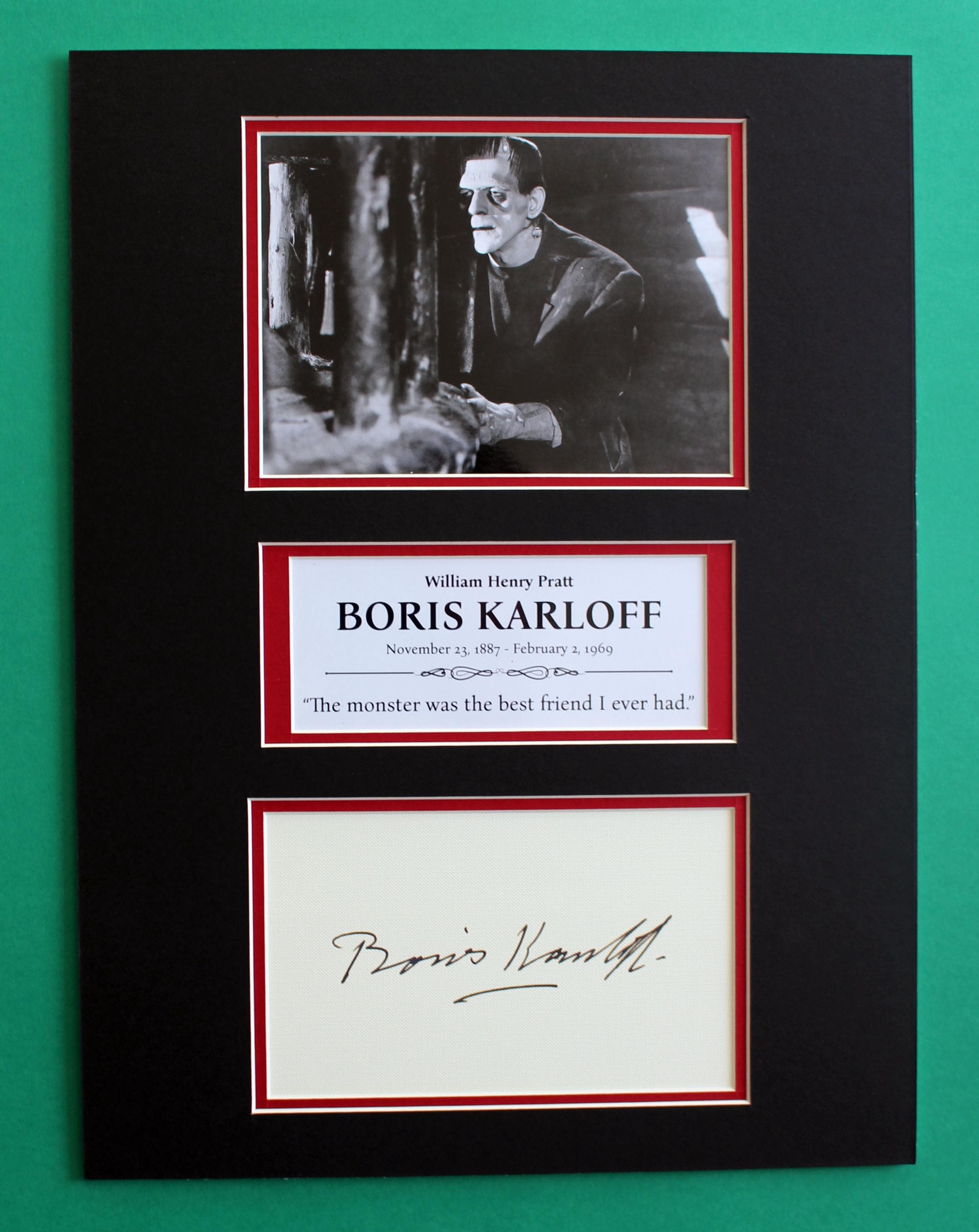 Boris Karloff AUTOGRAPH DISPLAY Unique Artwork the Frankenstein - Etsy