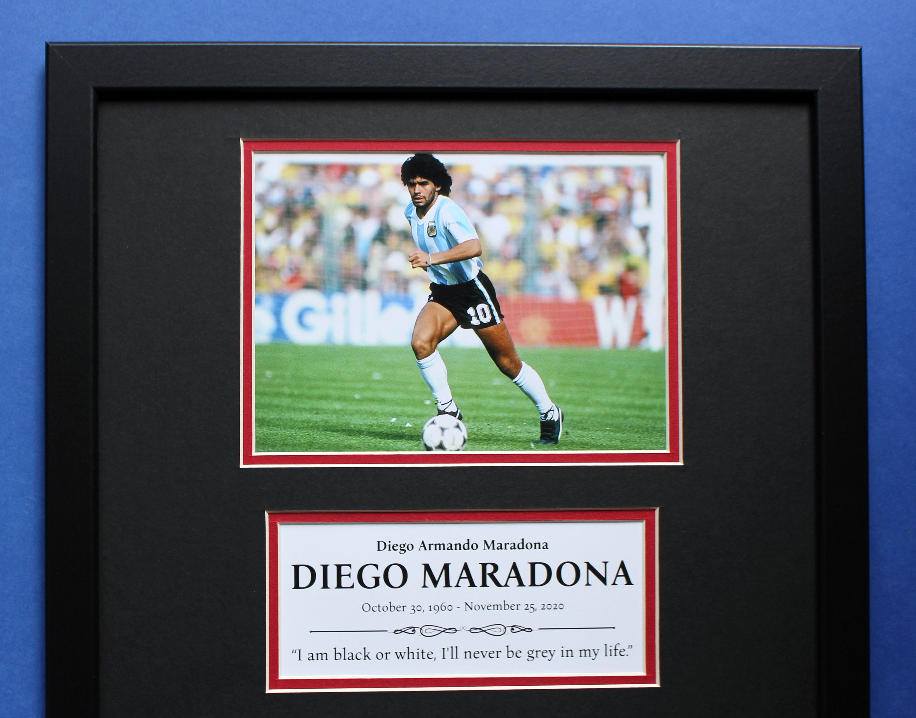 Affiche Diego Maradona - Signée Autographe - Avec Cadre Et Photo A4 - Neuve