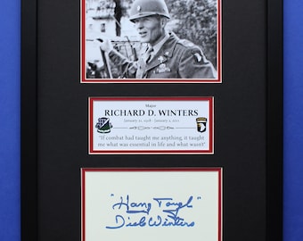 RICHARD D. WINTERS AUTOGRAPH framed artistic display Band of Brothers WW2