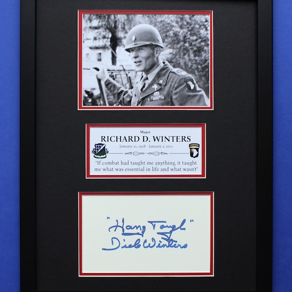 Vetrina con autografo del Maggiore Richard D. Winters - Opera d'arte unica - The Band of Brothers