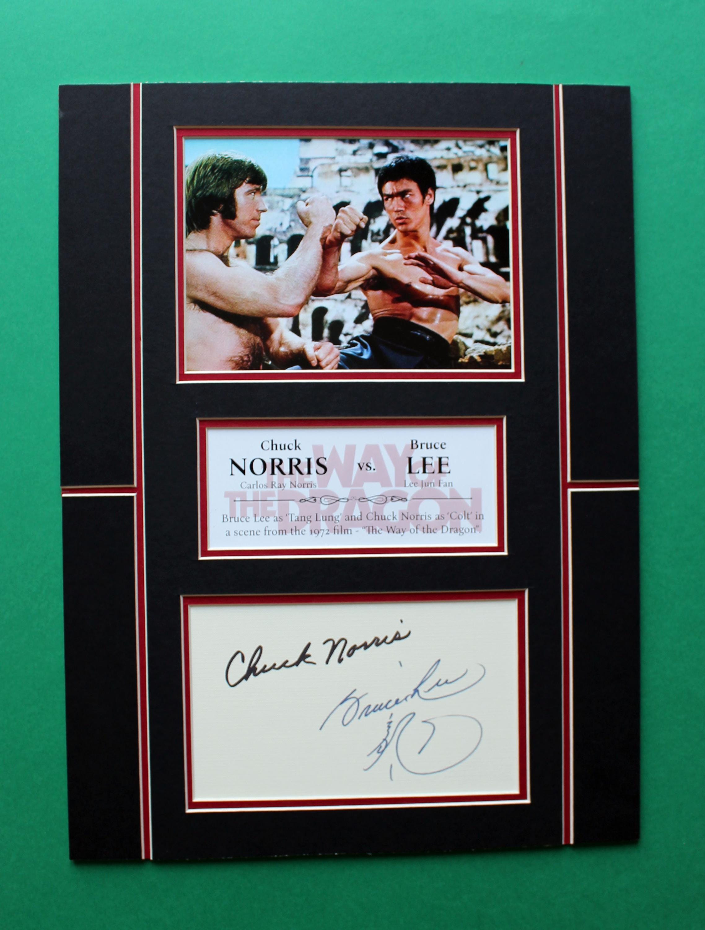 Bruce Lee Chuck Norris Autograph Art: Limited Edition Collage
