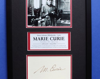 MARIE CURIE AUTOGRAPH framed artistic display Double Nobel Prize