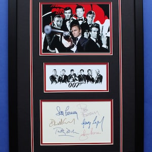 JAMES 007 BOND AUTOGRAPHS framed artistic display