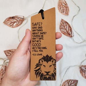 Engraved Leather Bookmark 'Course He Isn't Safe, But He's Good Chronicles of Narnia Bookmark Lion Bookmark Chronicles of Narnia Gift image 5