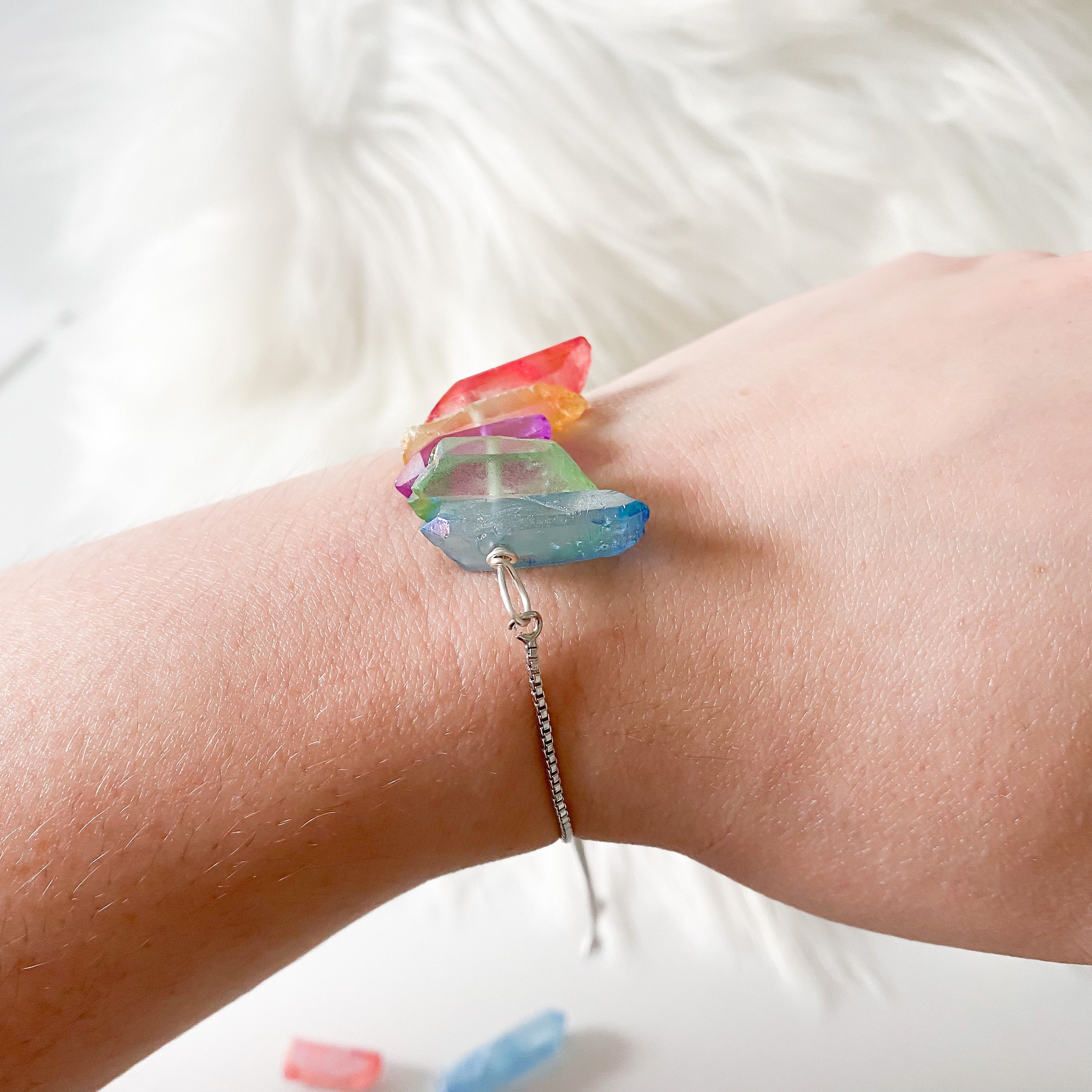 Quartz bracelet rainbow quartz bracelet rainbow bracelet Etsy