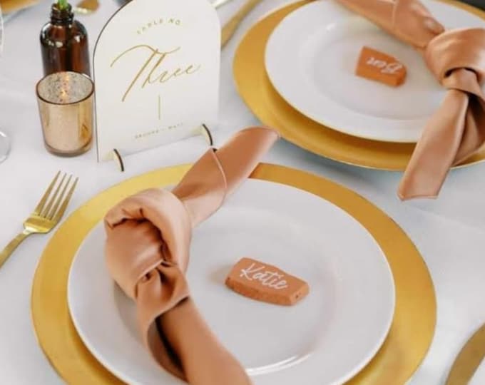 Terra Cotta Place Cards || Name Cards || Wedding Decor || Party Decor || Place Setting || Hand Lettered || Calligraphy