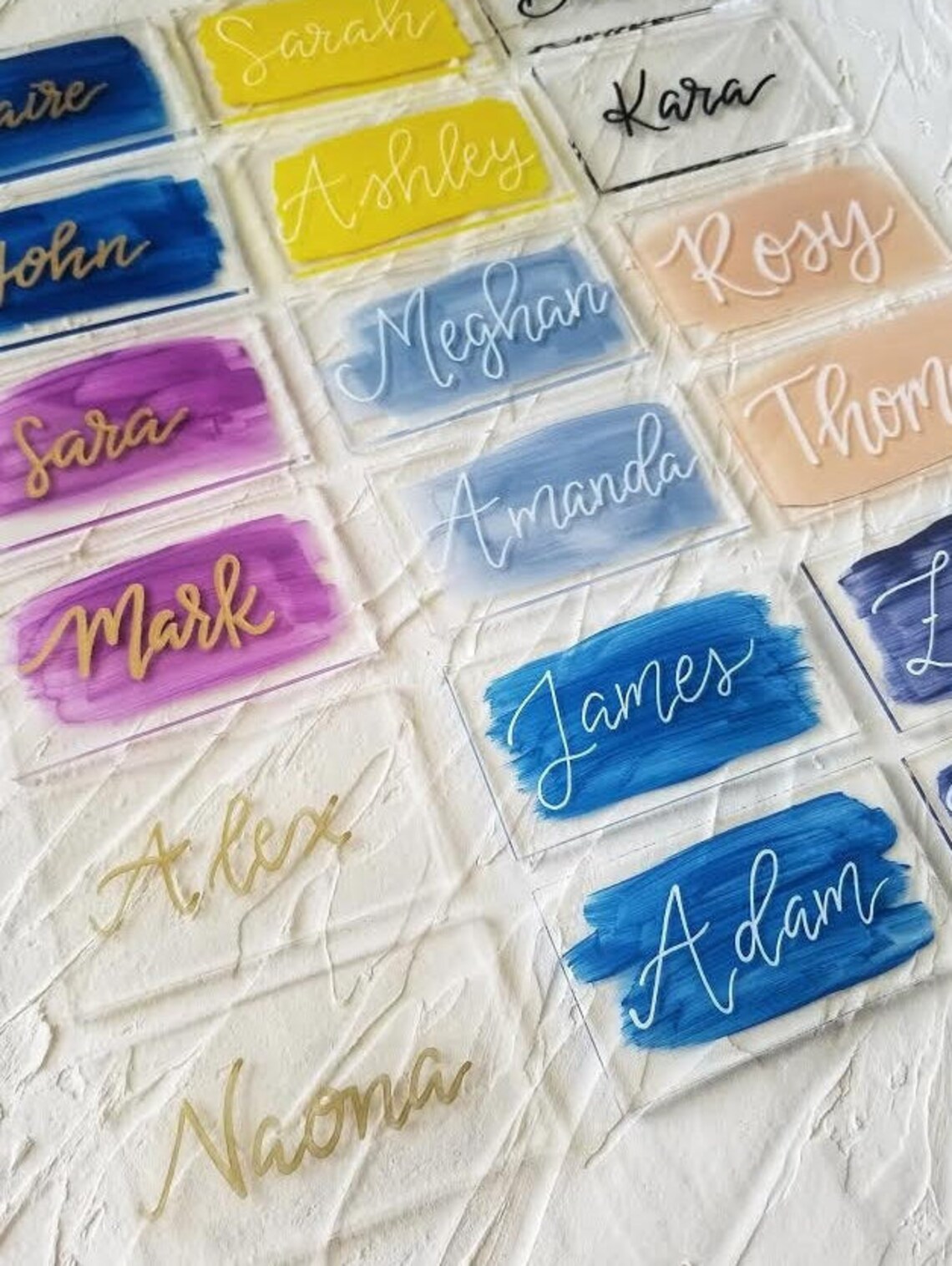 Acrylic Place Cards Painted Place Cards Custom Hand Etsy