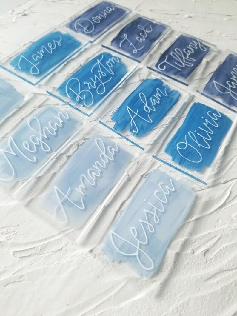 Acrylic Place Cards Painted Place Cards Custom Hand Etsy