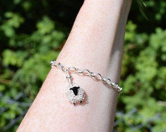 Sterling Silver Sheep Charm Bracelet: Welsh Jewelry Gift