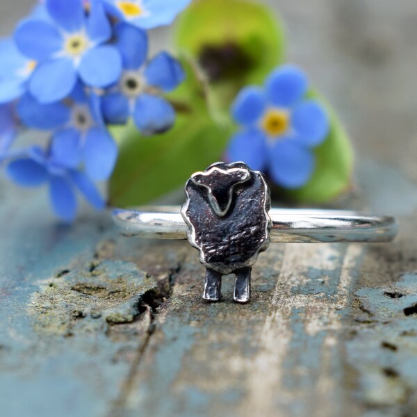 Bague mouton noire | Cadeau mouton noir | Bague animal | Animaux de la ferme | Mouton noir | Agneau noir | Amoureux des moutons | Bague pour amoureux des animaux | Bague en argent