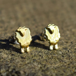 Gold sheep stud earrings: Quality sheep gift for her, Gold Lamb Earrings, Sheep gift for woman, Welsh Earrings, Farm Earrings, Gold sheep