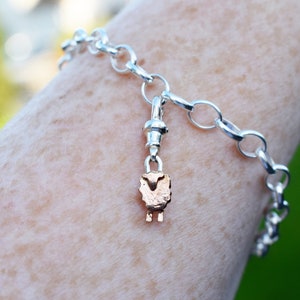 Rose gold sheep charm bracelet: Quality sheep gift for her, sheep charm, sheep bracelet, farm jewellery, sheep jewellery, farm charm, gold