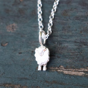 Tiny Silver Sheep Necklace, Sheep Pendant, Tiny Animal Jewellery, Sterling Silver, Farm Gift, Present for Shepherdess, Young Farmer Gift