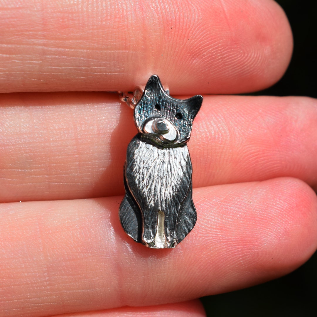 Tuxedo Cat Necklace Black & White Cat Jewellery Tuxedo Cat Etsy