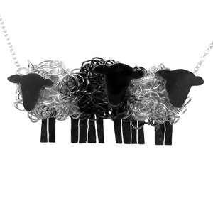 Collar de oveja negra de plata, Joyas de oveja negra, Joyas de oveja negra, Regalo de oveja negra, Presente de oveja negra, Oveja negra, Joyas de oveja