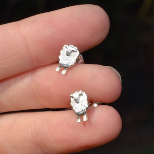 Silver sheep stud earrings: Quality sheep gift for her, Sheep earrings, animal earrings, Farm Earrings, Sheep present for woman, silver lamb