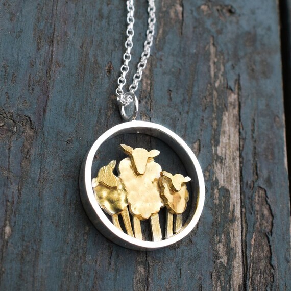 Gold Silver Sheep Necklace Farm Animal Jewellery Flock of Sheep Sheep Chain Gold Animal Jewellery Gold and Silver Nature Lover Gift Etsy