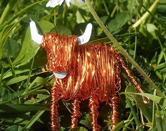 Copper Highland Cow Brooch: Oxidized Silver Scottish Jewelry
