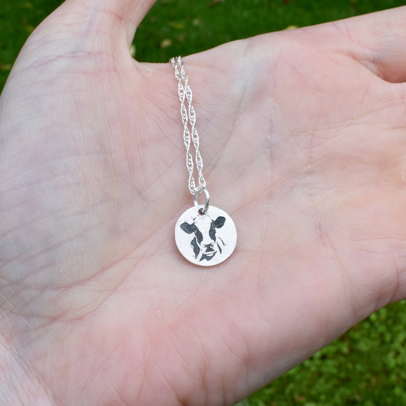 Tiny Silver Holstein Friesian Cow Necklace Dairy Cow - Etsy