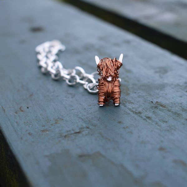 Silver and copper Highland Cow charm & bracelet, highland cow, highland cattle, Scottish jewellery, Scotland bracelet, Highland cow gift,Cow