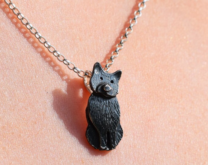 Schwarze Katze Halskette, schwarze Katze Schmuck, schwarze Katze Anhänger, Geschenk für Katzenliebhaber, schwarzes Kätzchen, Geschenk für Katzenliebhaber, Katzengeschenk für sie, Katzendame