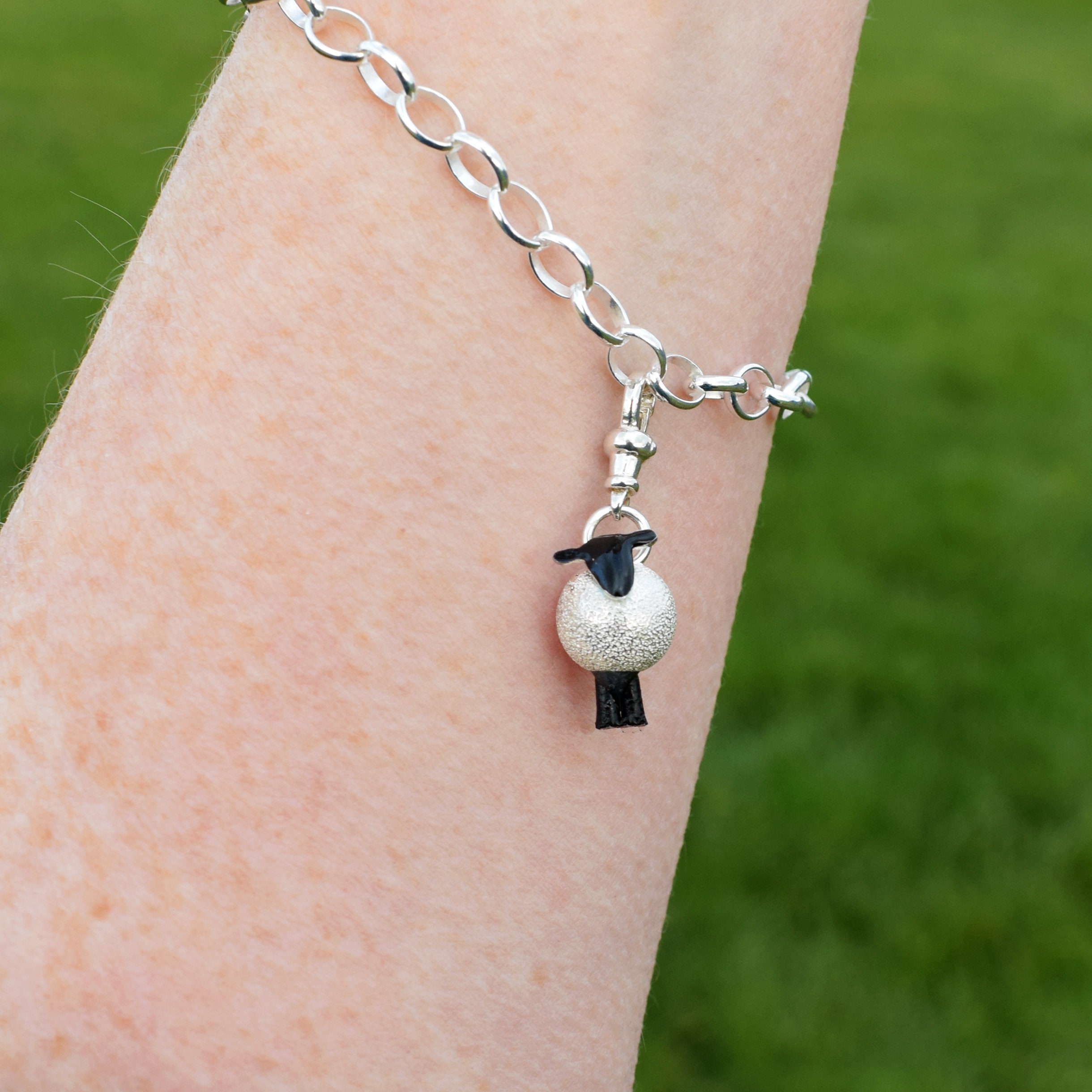Silver chunky sheep charm bracelet Quality sheep gift for Etsy