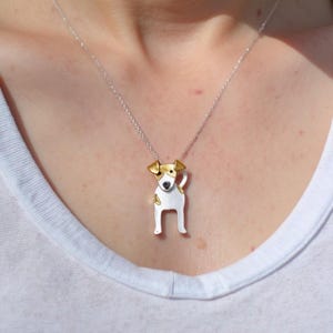 Gold and silver Jack Russell Necklace, Terrier Dog Necklace, JRT Gift for Her, Dog gift for woman, Dog Necklace, Dog Jewellery, Jack Russell