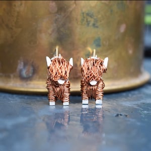 Highland Cow Earring | Handmade Drop Earrings | Animal Earring | Copper Earrings| Cow Jewelry | Animal Jewelry |Scottish Earrings | Cow Gift
