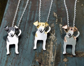 Sterling Silber Jack Russel Halskette: Rose Gold Akzent Hund Anhänger