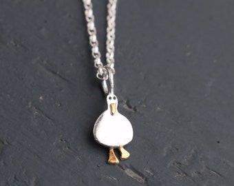 Silver duck necklace, Duck pendant, Duck gift for woman, Duck jewellery, White duck, Duck lover, Duck gift, Tiny Jewellery, Bird Necklace