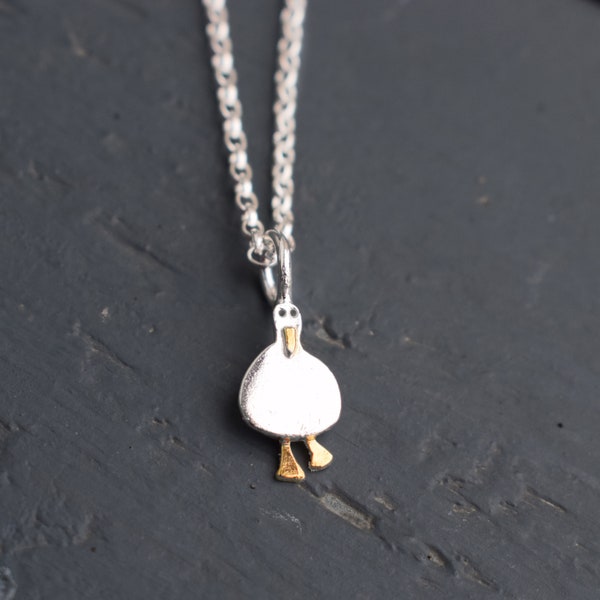 Silver duck necklace, Duck pendant, Duck gift for woman, Duck jewellery, White duck, Duck lover, Duck gift, Tiny Jewellery, Bird Necklace