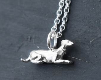Sterling Silver Greyhound Necklace: Delicate Sighthound Pendant