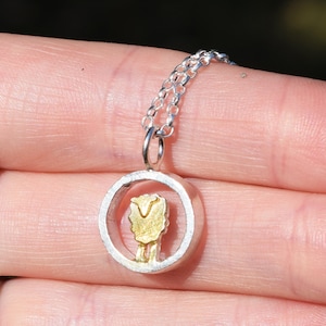 Tiny Gold Sheep Necklace, Gold Sheep Gift, Gold Lamb Present, Agricultural Gift, Sheep Jewellery, Mixed Metal Tiny Jewellery, Animal Pendant