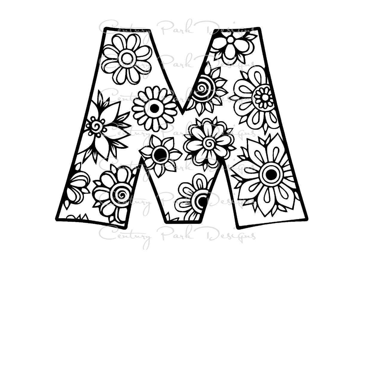 Download Letter M Alphabet Flowers SVG / JPEG / PNG /pdf / use with ...