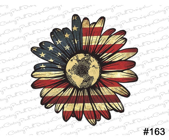 Download American Flag Sunflower Sublimation Transfer Ready To Press Etsy
