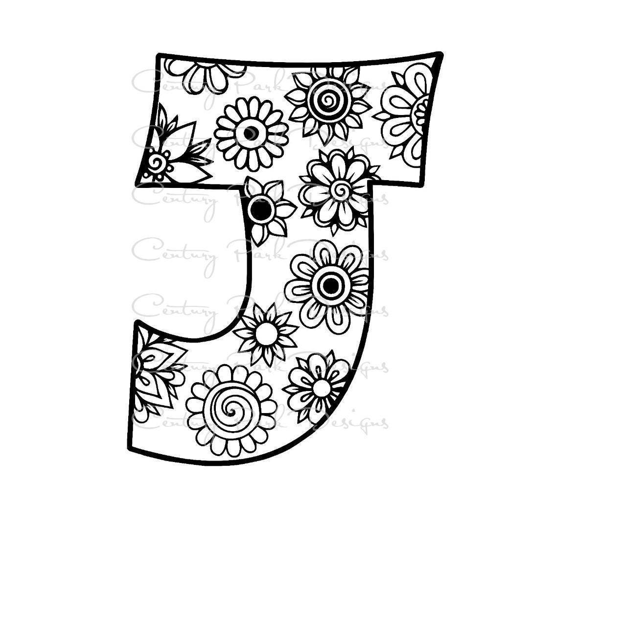 Download Letter J Alphabet Flowers SVG / JPEG / PNG /pdf / use with | Etsy